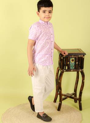 Purple printed cotton shirt 3
