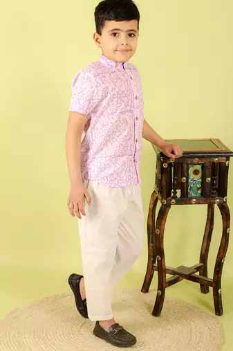 Purple printed cotton shirt