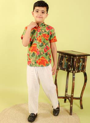 Green printed cotton shirt 2