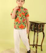 Green printed cotton shirt