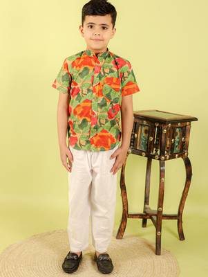 Green printed cotton shirt 1