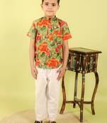 Green printed cotton shirt