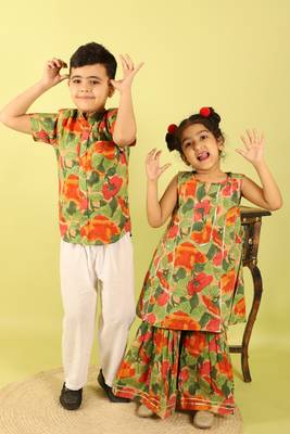 Green printed cotton shirt 3