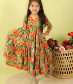 Green printed cotton dress