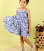 Blue printed cotton dress