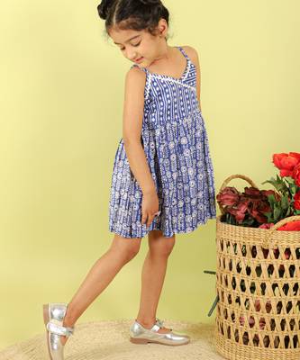 Blue printed cotton dress 2
