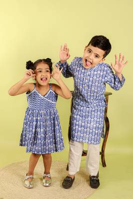 Blue printed cotton dress 3