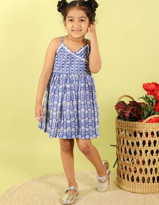 Blue printed cotton dress 5