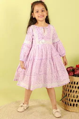 Purple printed cotton dress