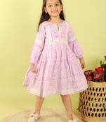 Purple printed cotton dress