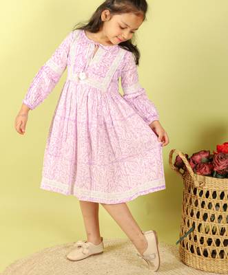 Purple printed cotton dress 2