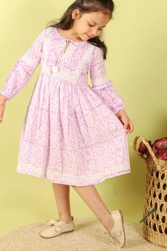 Purple printed cotton dress