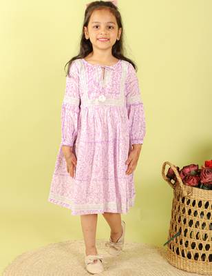 Purple printed cotton dress 3