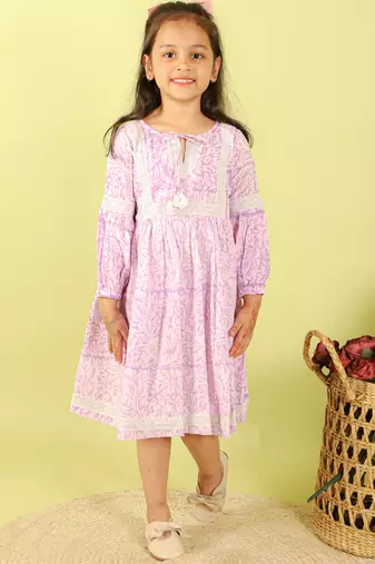 Purple printed cotton dress