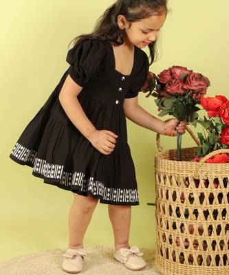 Black plain cotton dress 2