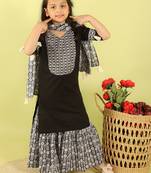 Black printed cotton sharara set
