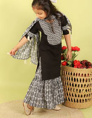 Black printed cotton sharara set 2
