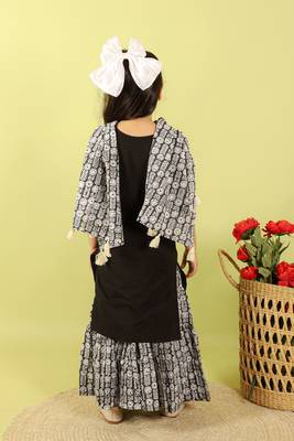 Black printed cotton sharara set 4