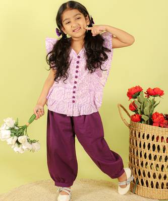 Purple printed cotton co ord set 2