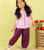 Purple printed cotton co ord set