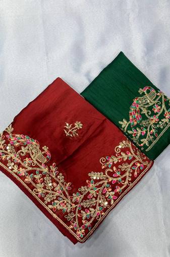 Maroon Party Wear Rangoli Art Silk Saree