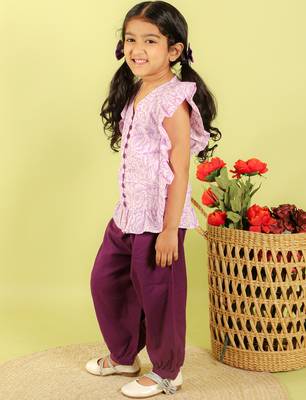 Purple printed cotton co ord set 3