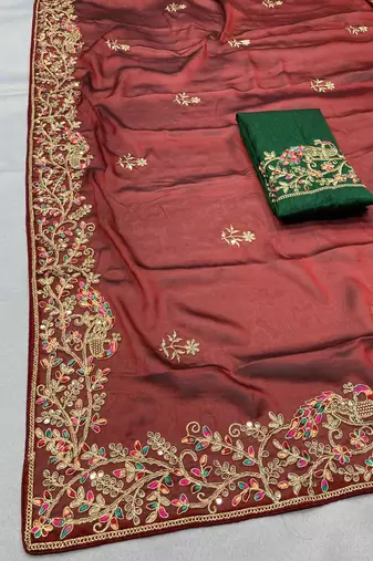 Maroon Party Wear Rangoli Art Silk Saree