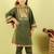 Green printed cotton kurti set