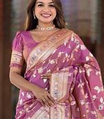 Light Purple Color Banarasi Silk Meenakari Design Saree