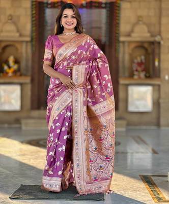 Light Purple Color Banarasi Silk Meenakari Design Saree 2
