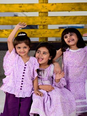 Purple printed cotton co ord set 4