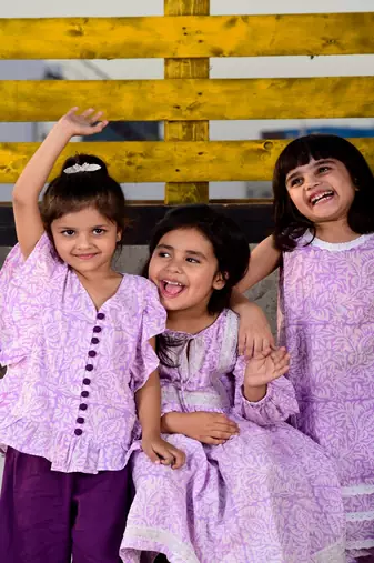 Purple printed cotton co ord set
