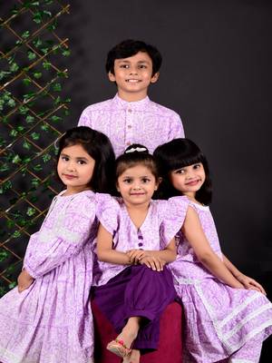 Purple printed cotton co ord set 5
