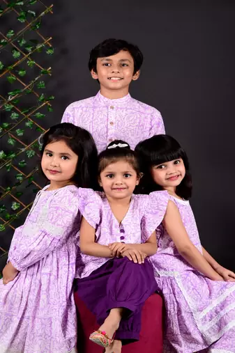 Purple printed cotton co ord set
