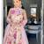 Multi colur georgette fabric digital print with pearl lace border fully stiched gown