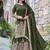 Green colour chinnon silk embroidery work fully stitched sharara suit