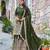 Green colour chinnon silk embroidery work fully stitched sharara suit