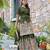 Green colour chinnon silk embroidery work fully stitched sharara suit
