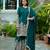 Teal colour chinnon silk embroidery work fully stitched sharara suit