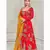 Red georgette fabric digital print with embroidery work fully stitched gown