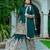 Teal colour chinnon silk embroidery work fully stitched sharara suit
