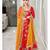 Red colour georgette fabric digital print with embroidery work fully stitched gown