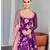 Purple colour georgette fabric digital print with embroidery work fully stitched gown