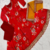 Red georgette fabric digital print with embroidery work fully stitched gown