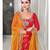 Red colour georgette fabric digital print with embroidery work fully stitched gown