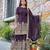 Wine colour chinnon silk embroidery work fully stitched sharara suit