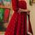 Red colour vichitra silk embroidery work fully stitched gown