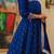 Royal blue colour vichitra silk embroidery work fully stitched gown