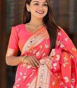 Pink Color Banarasi Silk Meenakari Design Saree