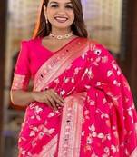 Rani Pink Color Banarasi Silk Meenakari Design Saree